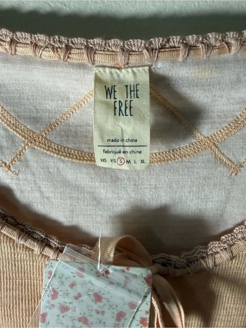 Free People Soft Peach Long-Sleeve Crop Top